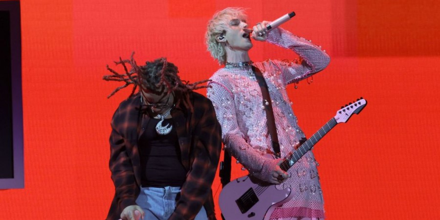 Trippie Redd and MGK Perform during the Bud Light Super Bowl Music Festival 