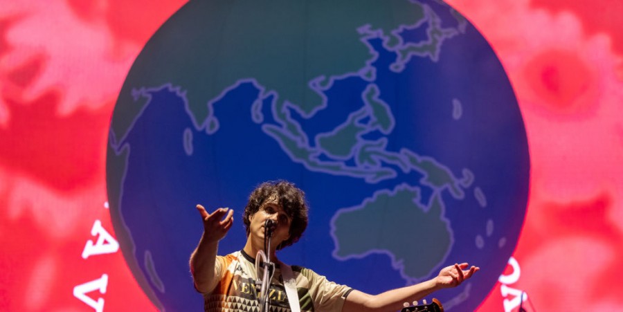 Ezra Koenig of Vampire Weekend performs during the Incheon Pentaport Music Festival in South Korea