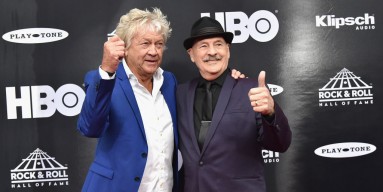 John Lodge and Mike Pinder of The Moody Blues attend the 33rd Annual Rock & Roll Hall of Fame Induction Ceremony at Public Auditorium on April 14, 2018 in Cleveland, Ohio.
