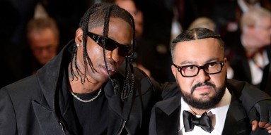 Travis Scott and Amir "Cash" Esmailian attend the "The Idol" red carpet during the 76th annual Cannes film festival at Palais des Festivals on May 22, 2023 in Cannes, France. 