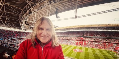 Mike Peters of The Alarm at Manchester United v Coventry City FA CUP Semi Final at London's Wembley Stadium on April 21.