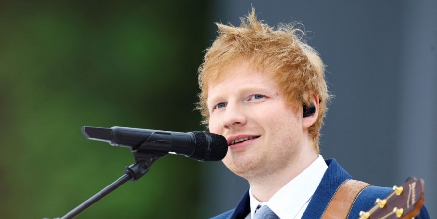 Ed Sheeran performs during the Platinum Jubilee Pageant in front of Buckingham Palace