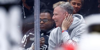 Gunna and Will Ferrell attend a hockey game in Los Angeles