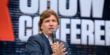 Tucker Carlson speaks during the 10X Growth Conference 2024