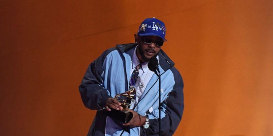 Kendrick Lamar accepts the award for Best Rap Album for 