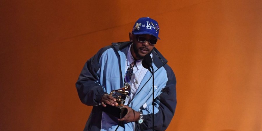 Kendrick Lamar accepts the award for Best Rap Album for 