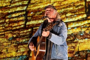Neil Young performs during the Farm Aid Music Festival at the Ruoff Music Center on Sept. 23, 2023 in Noblesville, Ind. 